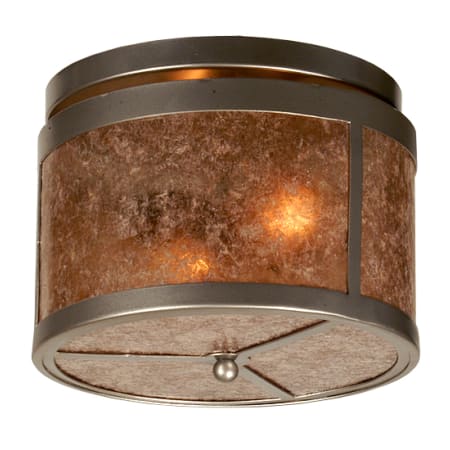 Meyda Tiffany Smythe Craftsman 2 Light 12" Wide Semi-Flush Drum Ceiling Fixture - Nickel Finish Nickel