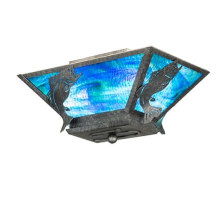 Meyda Tiffany Leaping Bass 2 Light 16" Wide Semi-Flush Linear Ceiling Fixture Galvanized