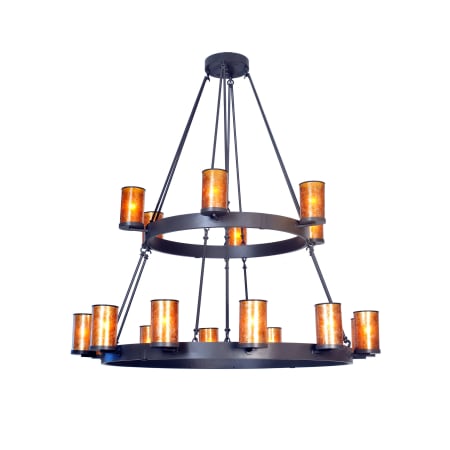 Meyda Tiffany Chappell 18 Light 66" Wide Pillar Candle Chandelier with Brown Mica Shade Bronze
