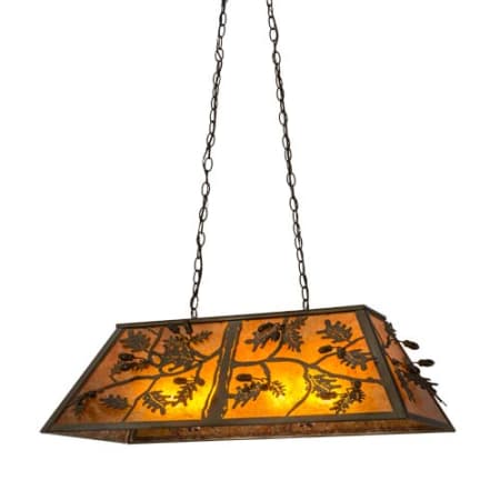 Meyda Tiffany Oak Leaf & Acorn 6 Light 36" Wide Linear Pendant Timeless Bronze