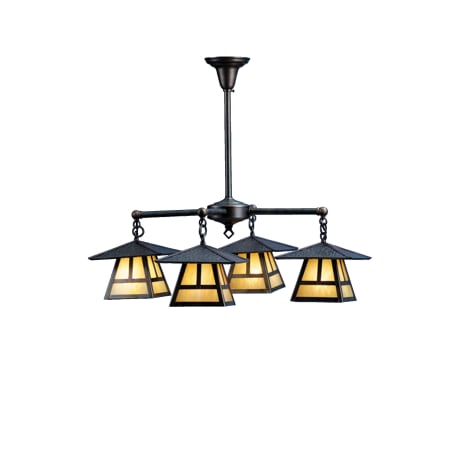 Meyda Tiffany Stillwater T Mission 4 Light 31" Wide Chandelier with Cream Glass Shade Antique