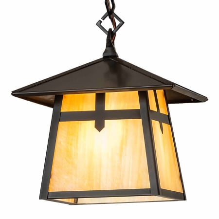 Meyda Tiffany Stillwater 12" Wide Pendant with Iridescent Glass Shade Craftsman Brown