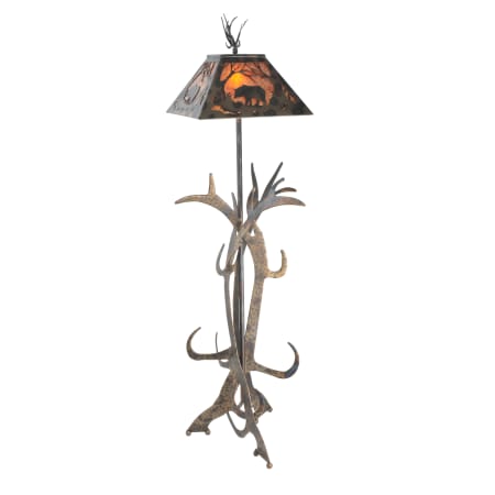 Meyda Tiffany 61" H Bear At Dawn Antler Floor Lamp Antique Copper / Amber Mica