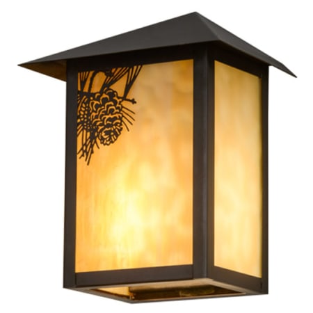 Meyda Tiffany Seneca Winter Pine 9" Tall Wall Sconce with Shade Craftsman Brown