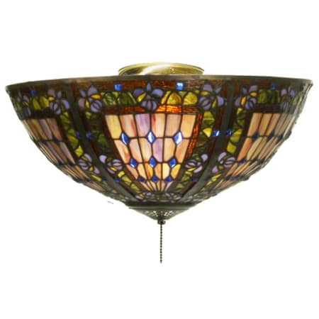 Meyda Tiffany Fleur-de-lis 3 Light 16" Wide Stained Glass Semi-Flush Bowl Ceiling Fixture - Mahogany Bronze Finish Mahogany Bronze