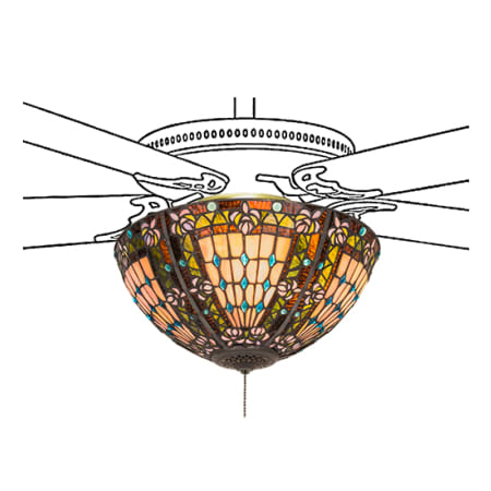 Meyda Tiffany Fleur-de-lis 16" Wide Single Stained Glass Ceiling Fan Light Kit Mahogany Bronze