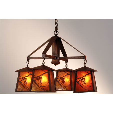 Meyda Tiffany Whispering Pines 4 Light 28" Wide Chandelier with Brown Mica Shade N/A