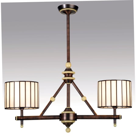 Meyda Tiffany Revolution 2 Light 30" Wide Linear Chandelier with White Glass Shade Mahogany Bronze