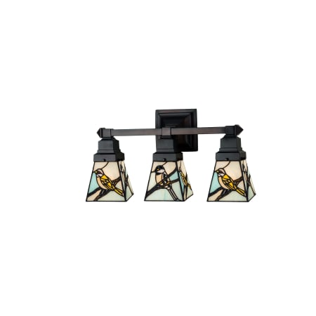 Meyda Tiffany Backyard Friends 3 Light 20" Wide Bathroom Vanity Light with Tiffany Glass Shade Mahogany Bronze