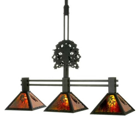 Meyda Tiffany Oak Tree Oak Leaf 3 Light 45" Wide Linear Pendant N/A