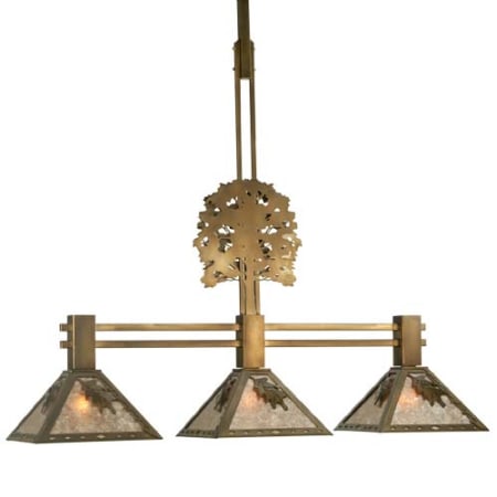 Meyda Tiffany Oak Tree Oak Leaf 3 Light 45" Wide Linear Pendant Antique Copper