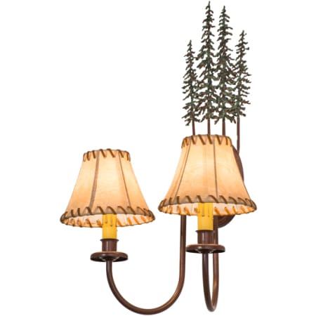 Meyda Tiffany Tall 2 Light 21" Tall Wall Sconce Rust / Green Trees