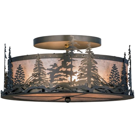 Meyda Tiffany Tall Pines 4 Light 22" Wide Semi Flush Drum Ceiling Fixture with Silver Mica Shade N/A