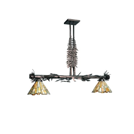 Meyda Tiffany Delta Jadestone 2 Light 34" Wide Linear Chandelier with Tiffany Glass Shade Bronze