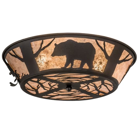 Meyda Tiffany Wildlife on the Loose 4 Light 22" Wide Semi Flush Ceiling Fixture with Silver Mica Shade Craftsman Brown