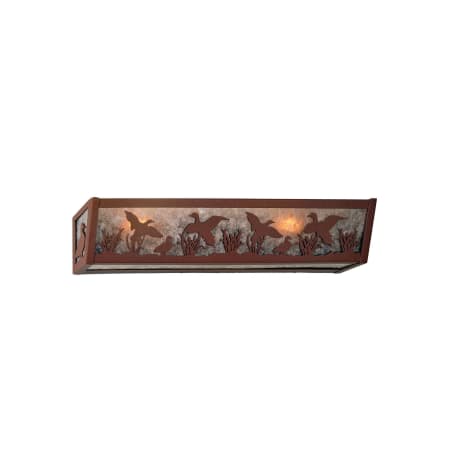 Meyda Tiffany Ducks in Flight 4 Light 24" Wide Bathroom Vanity Light with Silver Mica Shade Craftsman Brown