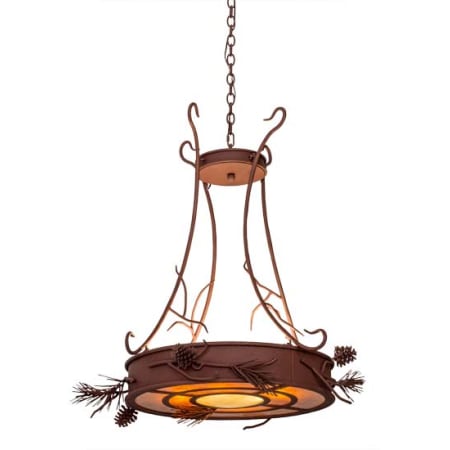 Meyda Tiffany Woodland Pine 4 Light 34" Wide Drum Chandelier Rust