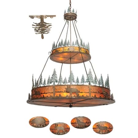 Meyda Tiffany Wildlife at Pine Lake 12 Light 72" Wide Drum Chandelier Antique Copper