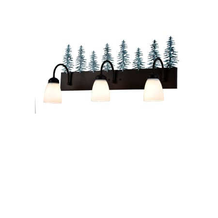 Meyda Tiffany Tall Pines 3 Light 28" Wide Bathroom Vanity Light with White Glass Shade Black