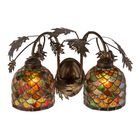 Meyda Tiffany Oak Leaf and Acorn 2 Light 12" Tall Wall Sconce Antique Copper