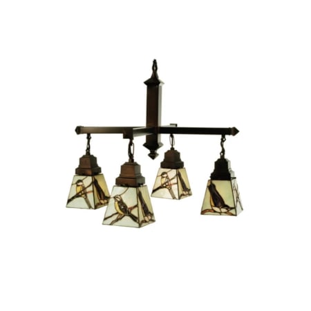 Meyda Tiffany 26" W Early Morning Visitors 4 Light Chandelier Mahogany Bronze