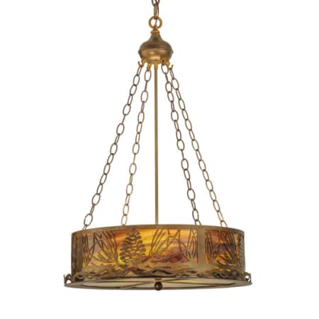 Meyda Tiffany 4 Light 22" Wide Pendant with Handmade Shade Antique Copper