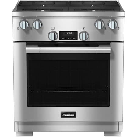Miele 30 Inch Wide 4.59 Cu. Ft. Slide In Fingerprint Resistant Dual Fuel Range with Temperature Probe Clean Touch Steel
