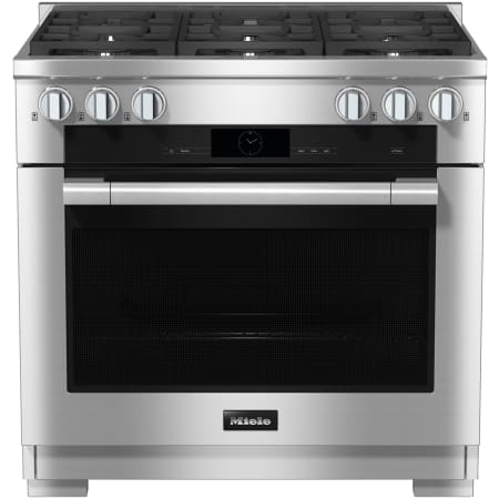 Miele 36 Inch Wide 5.76 Cu. Ft. Slide In Fingerprint Resistant Dual Fuel Range with Moisture Plus Clean Touch Steel