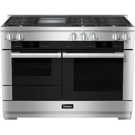 Miele 48 Inch Wide 4.73 Cu. Ft. Slide In Fingerprint Resistant Dual Fuel Range with Moisture Plus Clean Touch Steel