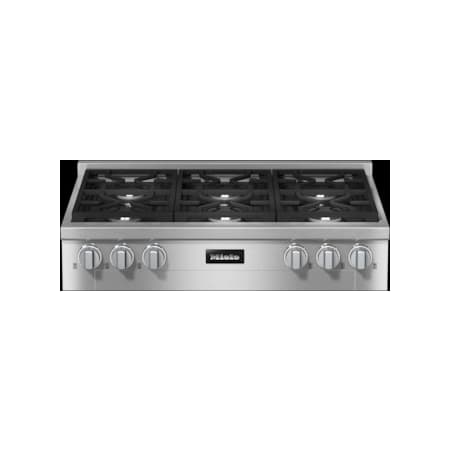 Miele 36 Inch Rangetop with 6 Sealed Burners - Natural Gas Clean Touch Steel