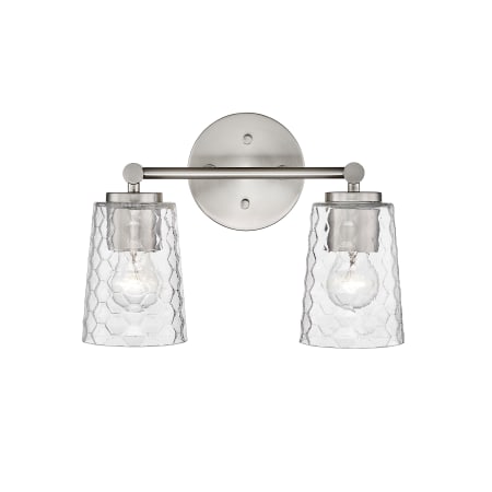 Millennium Lighting Ashli 2 Light 14" Wide Vanity Light with Patterned Glass Shades Brushed Nickel