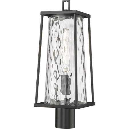 Millennium Lighting Dutton 21" Tall Post Light with Water Glass Shade Powder Coated Black