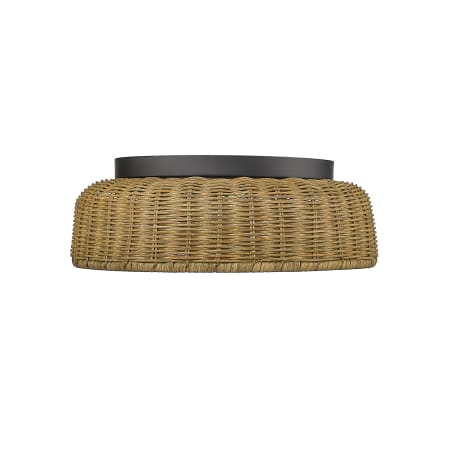 Millennium Lighting 2 Light 12" Wide Flush Mount Ceiling Fixture with Rattan Shade Matte Black