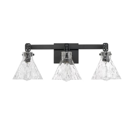 Millennium Lighting Barlon 3 Light 26" Wide Vanity Light with Water Glass Shades Matte Black