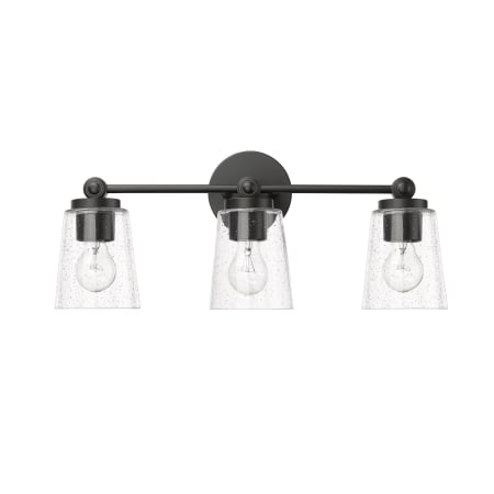 Millennium Lighting Lauryn 3 Light 22" Wide Vanity Light with Seedy Glass Shades Matte Black