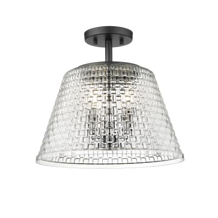 Millennium Lighting Saben 3 Light 15" Wide Semi-Flush Ceiling Fixture Matte Black