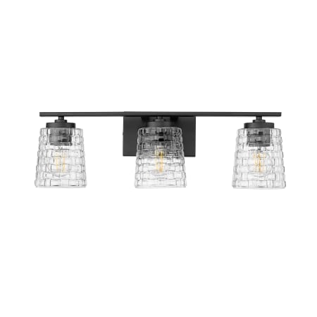 Millennium Lighting Saben 3 Light 23" Wide Vanity Light with Patterned Glass Shades Matte Black