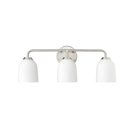 Millennium Lighting Norah 3 Light 23" Wide Vanity Light with Frosted Ribbed Glass Shades Brushed Nickel