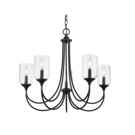 Millennium Lighting Waddingham 5 Light 27" Wide Pillar Candle Style Chandelier Matte Black