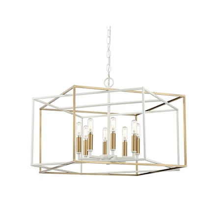 Millennium Lighting Lowe 8 Light 28" Wide Taper Candle Pendant Matte White / Vintage Brass