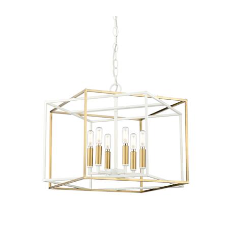 Millennium Lighting Lowe 6 Light 22" Wide Taper Candle Pendant Matte White / Vintage Brass