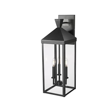 Millennium Lighting Yates 3 Light 26" Tall Outdoor Wall Sconce Powder Coated Black