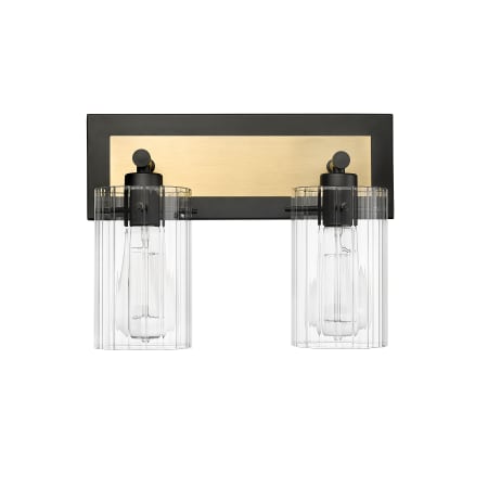 Millennium Lighting Gasol 2 Light 13" Wide Vanity Light with Clear Glass Shades Matte Black / Vintage Brass