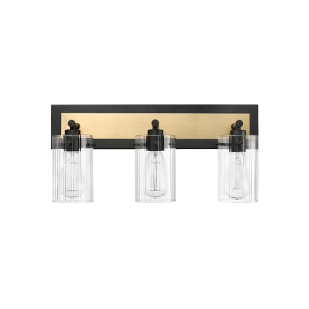 Millennium Lighting Gasol 3 Light 21" Wide Vanity Light with Clear Glass Shades Matte Black / Vintage Brass