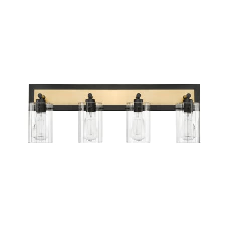 Millennium Lighting Gasol 4 Light 29" Wide Vanity Light with Clear Glass Shades Matte Black / Vintage Brass