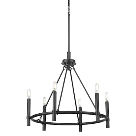 Millennium Lighting Skyva 6 Light 25" Wide Pillar Candle Style Chandelier Matte Black