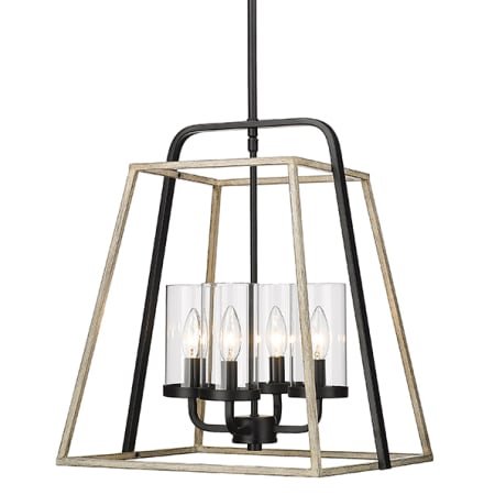 Millennium Lighting Bonnie 4 Light 16" Wide Wood Pendant Matte Black / Gray Wood