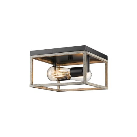 Millennium Lighting Bonnie 2 Light 10" Wide Flush Mount Square Ceiling Fixture Matte Black / Gray Wood