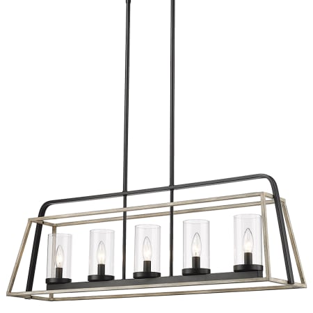 Millennium Lighting Bonnie 5 Light 38" Wide Taper Candle Linear Chandelier Matte Black / Gray Wood