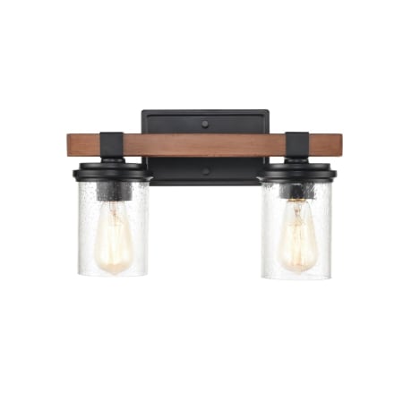 Millennium Lighting Taos 2 Light 15" Wide Bathroom Vanity Light Matte Black / Wood Grain